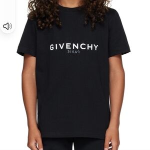 Givenchy Kids Black Tee with White Logo